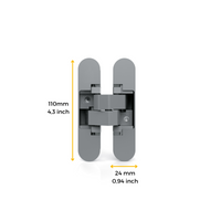 Emuca Cerniere a scomparsa per porte di passaggio, carico di 40 Kg, apertura 180Âº, zama, grigio metallizzato, 2 un.