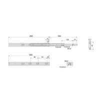 Emuca Kit guide per cassetti, a sfera, 45 x 350 mm, estrazione totale, sistema push, chiusura soft, Zincato, 5 u.