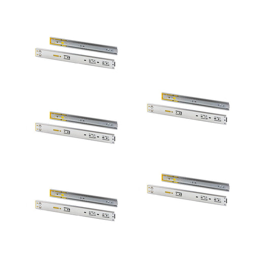 Emuca Kit guide per cassetti, a sfera, 45 x 350 mm, estrazione totale, sistema push, chiusura soft, Zincato, 5 u.