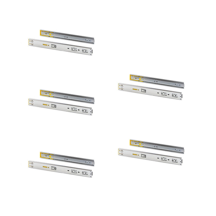 Emuca Kit guide per cassetti, a sfera, 45 x 550 mm, estrazione totale, sistema push, chiusura soft, Zincato, 5 u.