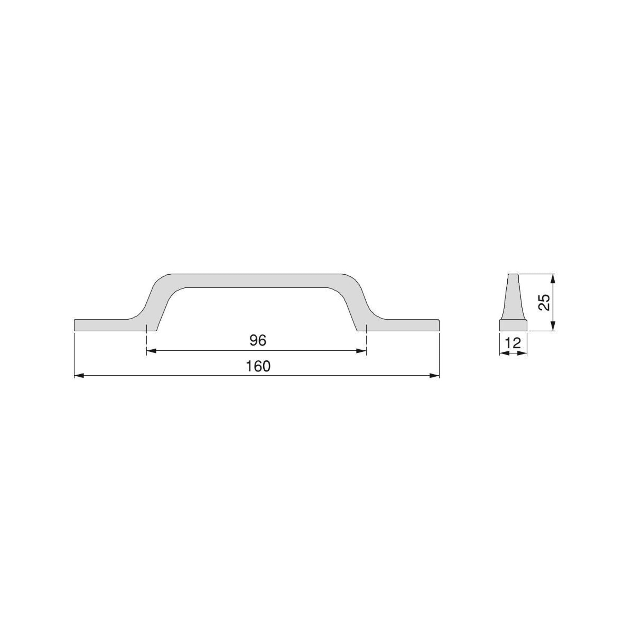 Emuca Maniglia per mobile Osaka, L 160 mm, interasse 96 mm, Alluminio, Grigio scuro, 1 lotto di 25 unitÃ 