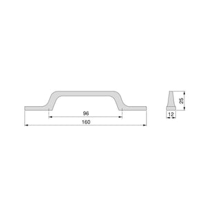 Emuca Maniglia per mobile Osaka, L 160 mm, interasse 96 mm, Alluminio, Grigio scuro, 1 lotto di 25 unitÃ 