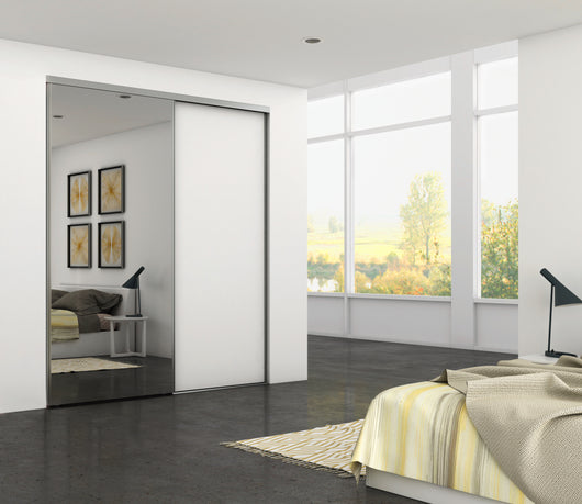 Emuca Sistema scorrevole Placard per armadio di 2 ante, spessore 16 mm, chiusura soft, pannelli non incluse, Anodizzato opaco, 1 u.