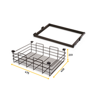 Emuca Kit Cesto in filo metallico con guide, regolabile, modulo di 600 mm, Acciaio e alluminio, Color moka, 1 u.