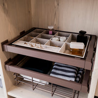 Emuca Kit Cesto in filo metallico con guide, regolabile, modulo di 600 mm, Acciaio e alluminio, Color moka, 1 u.