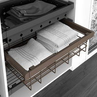 Emuca Kit Cesto in filo metallico con guide, regolabile, modulo di 600 mm, Acciaio e alluminio, Color moka, 1 u.