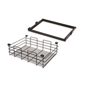 Emuca Kit Cesto in filo metallico con guide, regolabile, modulo di 600 mm, Acciaio e alluminio, Color moka, 1 u.