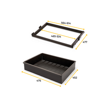 Emuca Kit Cesto in filo metallico con guide, regolabile, modulo di 600 mm, Acciaio e alluminio, Color moka, 1 u.