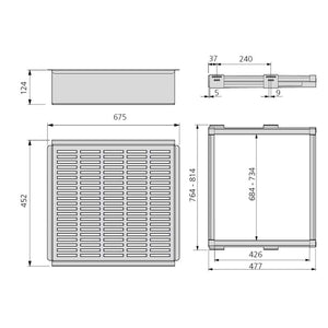 Emuca Kit Cesto in filo metallico con guide, regolabile, modulo di 800 mm, Acciaio e alluminio, Color moka, 1 u.