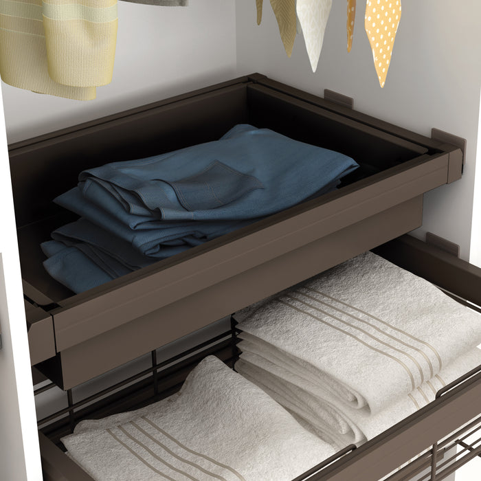 Emuca Kit Cesto in filo metallico con guide, regolabile, modulo di 800 mm, Acciaio e alluminio, Color moka, 1 u.