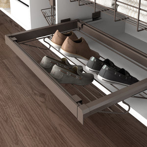 Emuca Kit porta scarpe metallico con guide, regolabile, modulo di 900 mm, Acciaio e Alluminio, Color moka, 1 u.