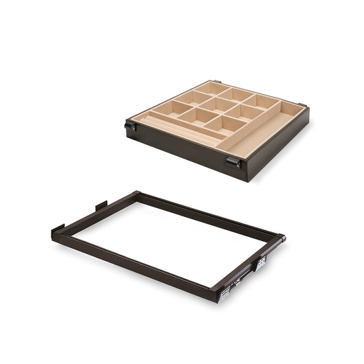 Emuca Kit portagioielli con guide, regolabile, modulo di 600 mm, Acciaio e Alluminio, Color moka, 1 u.