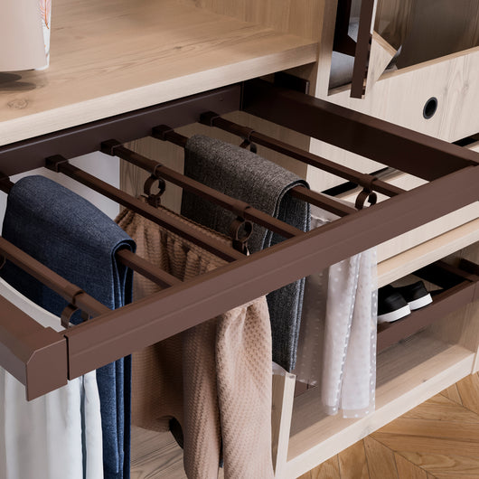 Emuca Porta pantaloni estraibile, regolabile, modulo di 900 mm, 7 grucce, Alluminio e Acciaio, Color moka, 1 u.