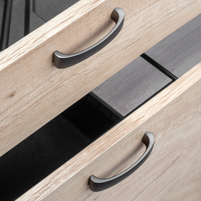 Emuca Maniglia per mobile Kyoto, L 142 mm, interasse 128 mm, Titanio, Zama, 1 lotto di 20 unitÃ 