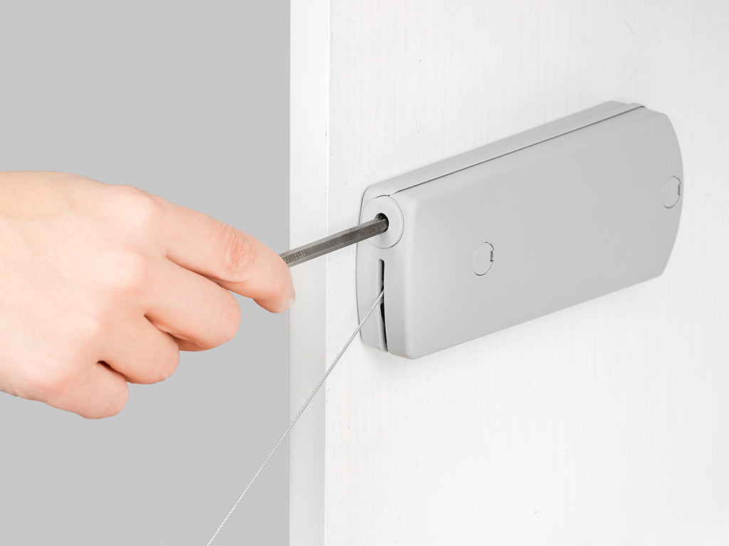 Emuca Meccanismo per ante a ribalta Microwinch, 4 Kg, Plastica grigia, Acciaio e Tecnoplastica