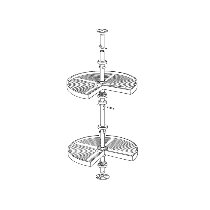 Emuca Coppia di cestelli girevole Shelvo 3/4, 800, Plastica bianca, Tecnoplastica e Alluminio, 1 u.