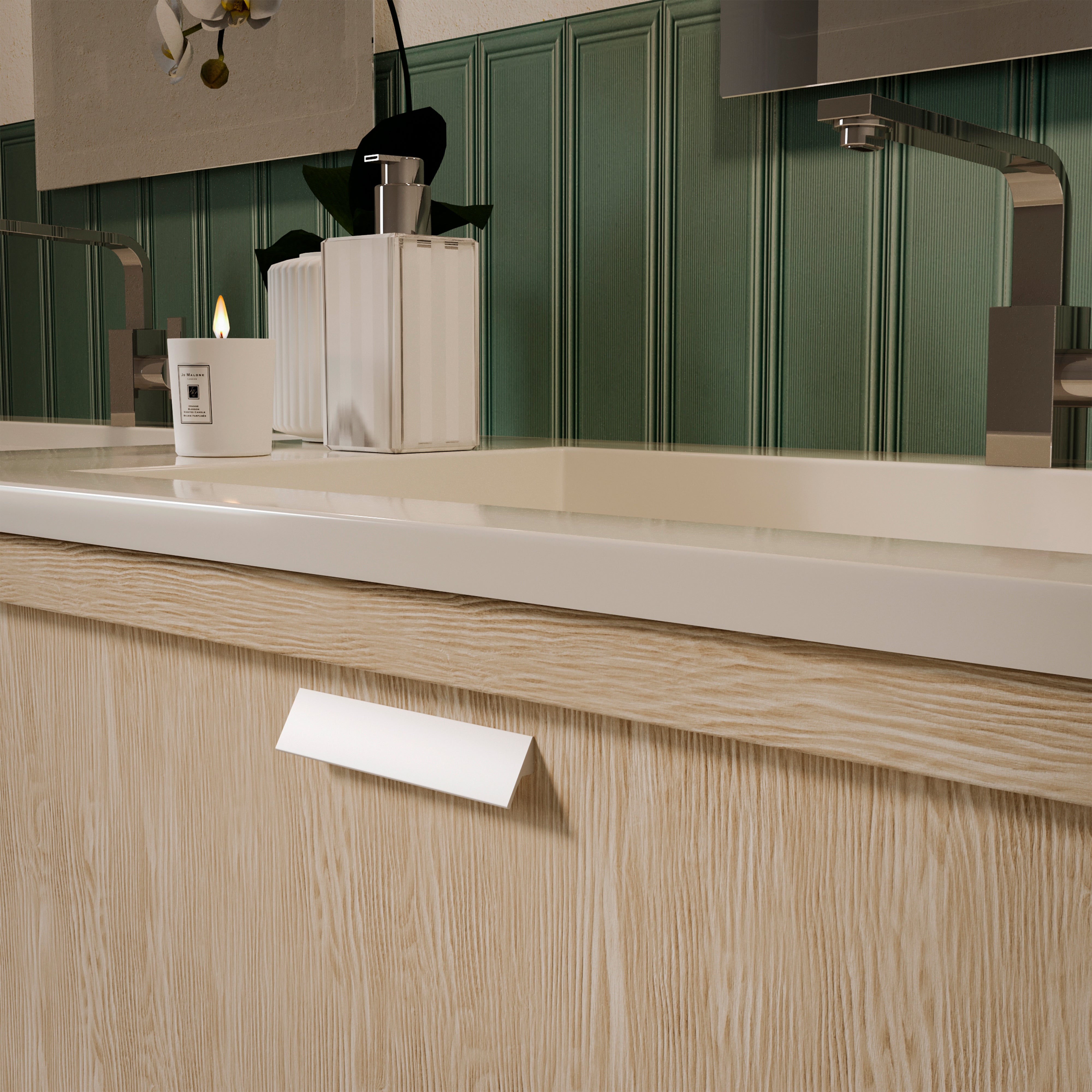 Emuca Maniglia per mobile Palermo, L 120 mm, interasse 96 mm, Anodizzato opaco, Alluminio, 1 lotto di 25 unitÃ 