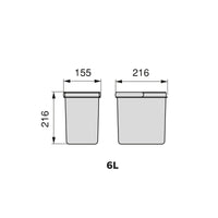 Emuca Contenitori per cassetti da cucina Recycle, Altezza 216, 2x6, Plastica grigio antracite, Tecnoplastica, 1 u.