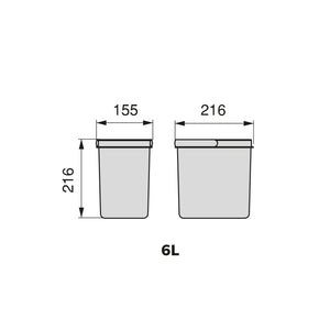 Emuca Contenitori per cassetti da cucina Recycle, Altezza 216, 2x6, Plastica grigio antracite, Tecnoplastica, 1 u.