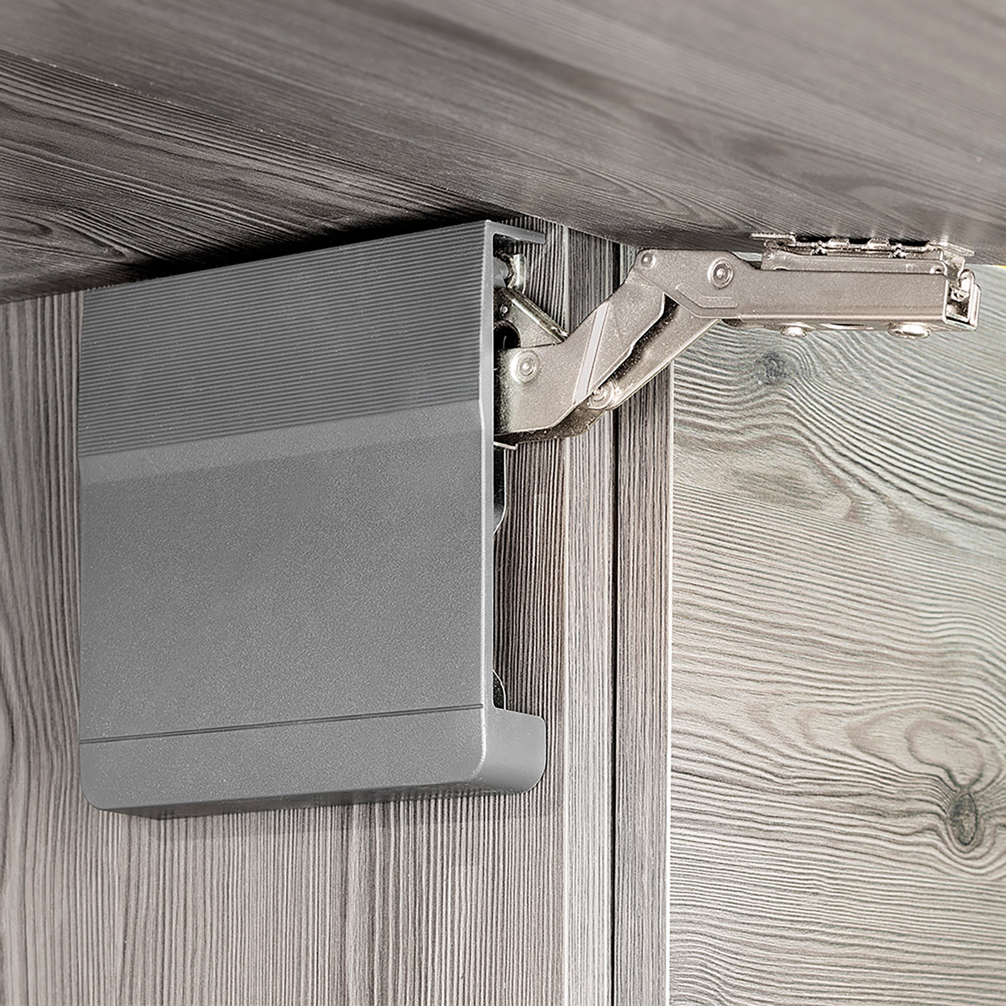 Emuca Braccetto per ante a ribalta verso l'alto Agile, 3200 - 9000, Plastica grigio antracite, Acciaio e Tecnoplastica, 1 u.