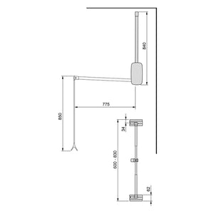Emuca Appendiabiti per armadio Sling, 600 - 830, Titanio, Acciaio e Tecnoplastica, 1 u.