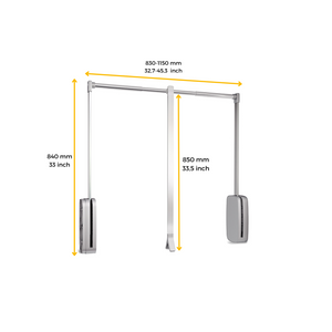 Emuca Appendiabiti per armadio Sling, 830 - 1150, Cromato brillo, Acciaio e Tecnoplastica, 1 u.
