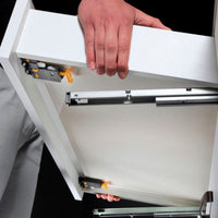 Emuca Guide Silver ad estrazione totale con chiusura soft e aggancio, 490, Zincato bianco, Acciaio