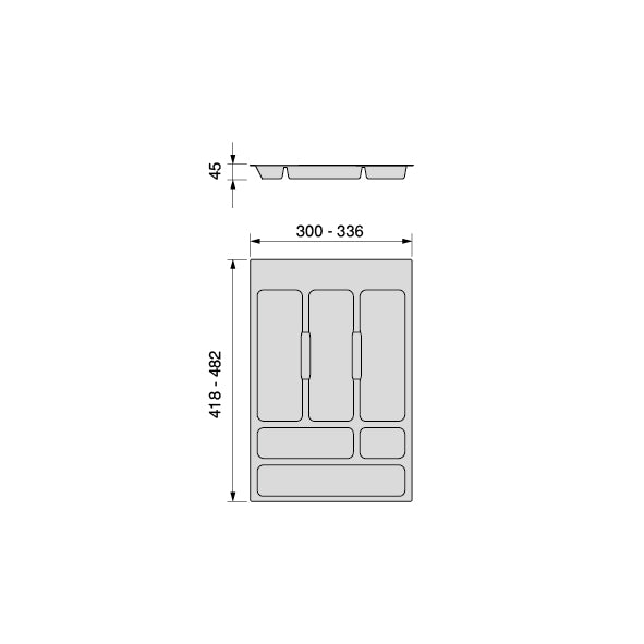 Emuca Portaposate Optima Universal, 400, Plastica grigia, Tecnoplastica, 1 u.