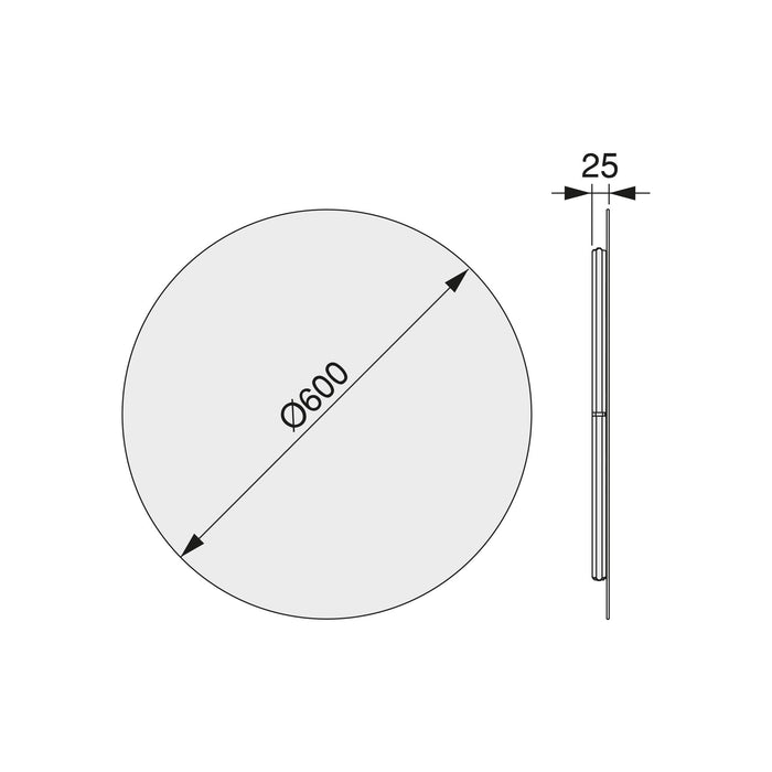 Emuca Specchio da bagno Cassiopea con illuminazione LED decorativa, diametro 60 cm, 20 W + 12 W, Alluminio e Vetro, 1 u.