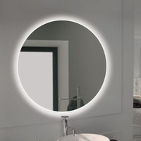 Emuca Specchio da bagno Cassiopea con illuminazione LED decorativa, diametro 60 cm, 20 W + 12 W, Alluminio e Vetro, 1 u.