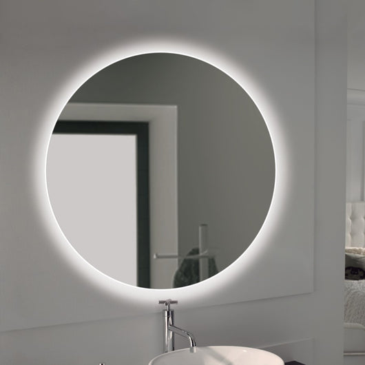 Emuca Specchio da bagno Cassiopea con illuminazione LED decorativa, diametro 60 cm, 20 W + 12 W, Alluminio e Vetro, 1 u.