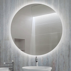 Emuca Specchio da bagno Cassiopea con illuminazione LED decorativa, diametro 60 cm, 20 W + 12 W, Alluminio e Vetro, 1 u.