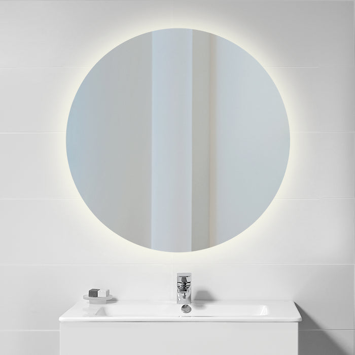 Emuca Specchio da bagno Cassiopea con illuminazione LED decorativa, diametro 60 cm, 20 W + 12 W, Alluminio e Vetro, 1 u.