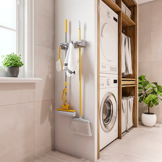 Emuca Appendi scope e spazzoloni, Plastica grigia, Tecnoplastica, 1 u.