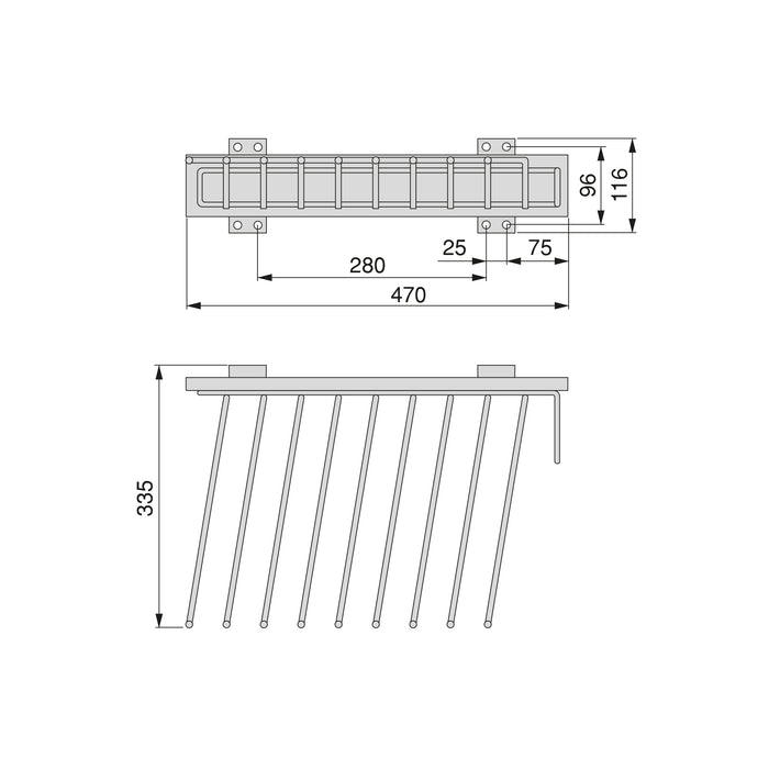 Emuca Porta pantaloni Self montaggio laterale per armadio, Mano destra, Cromato brillo, 1 u.