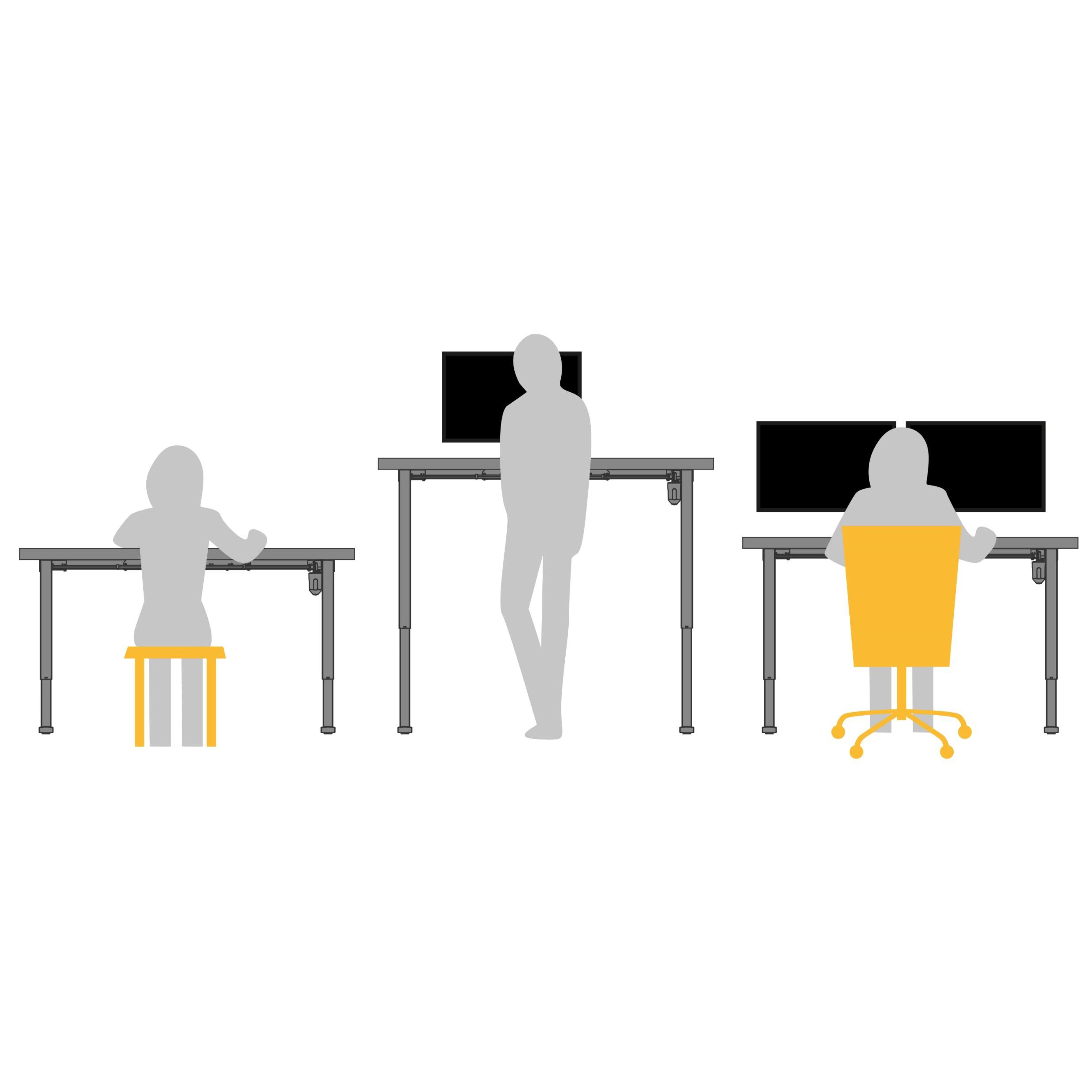 Emuca Tavolo motorizzato regolabile in altezza, Verniciato bianco, Acciaio, 1 u.