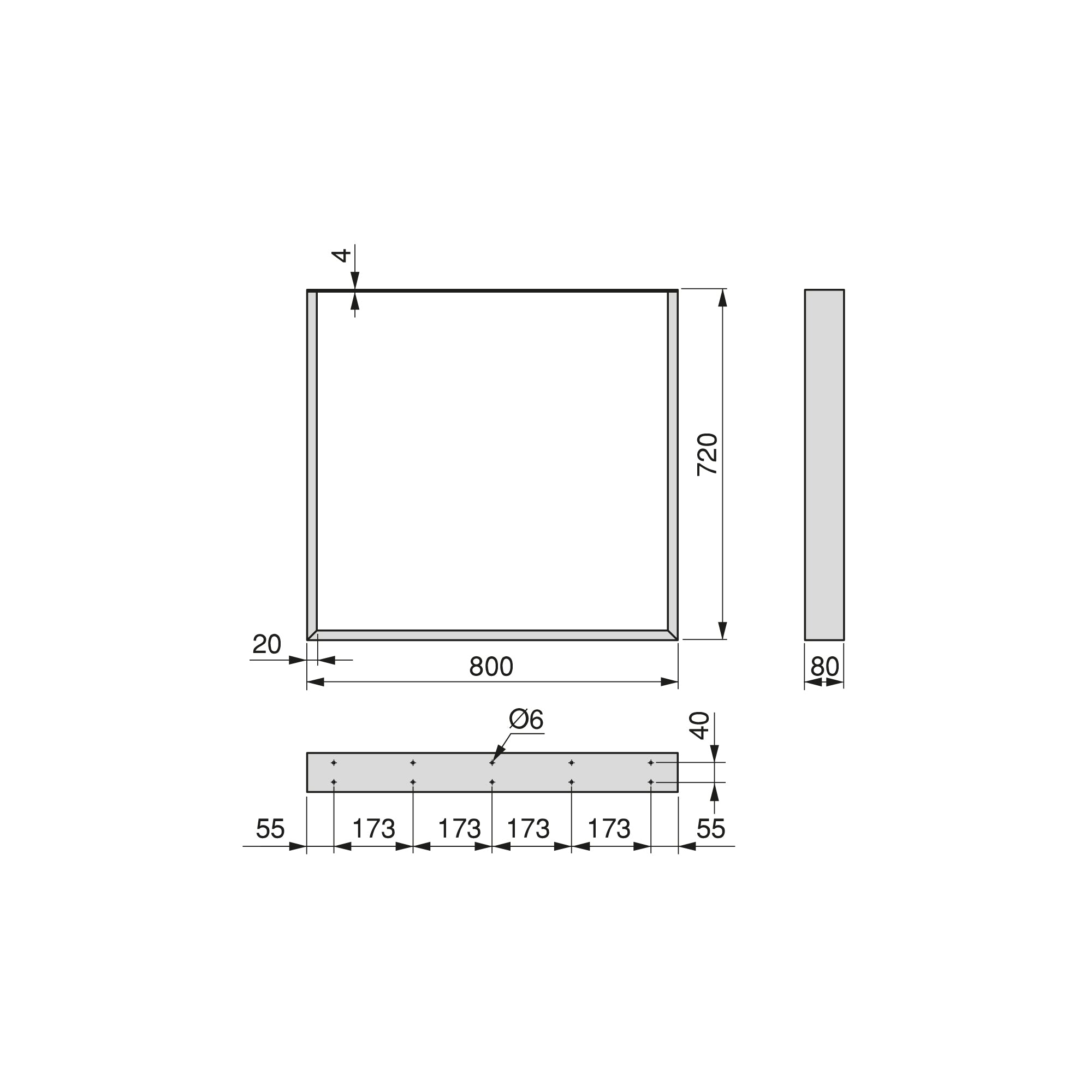 Emuca Set gambe da tavolo Square rettangolari, 800, Verniciato bianco, Acciaio, 2 un