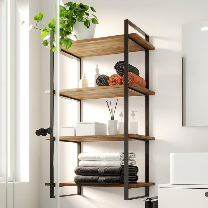 Emuca Scaffale Lader con struttura e ripiani, 1150, Verniciato nero, Acciaio e Legno