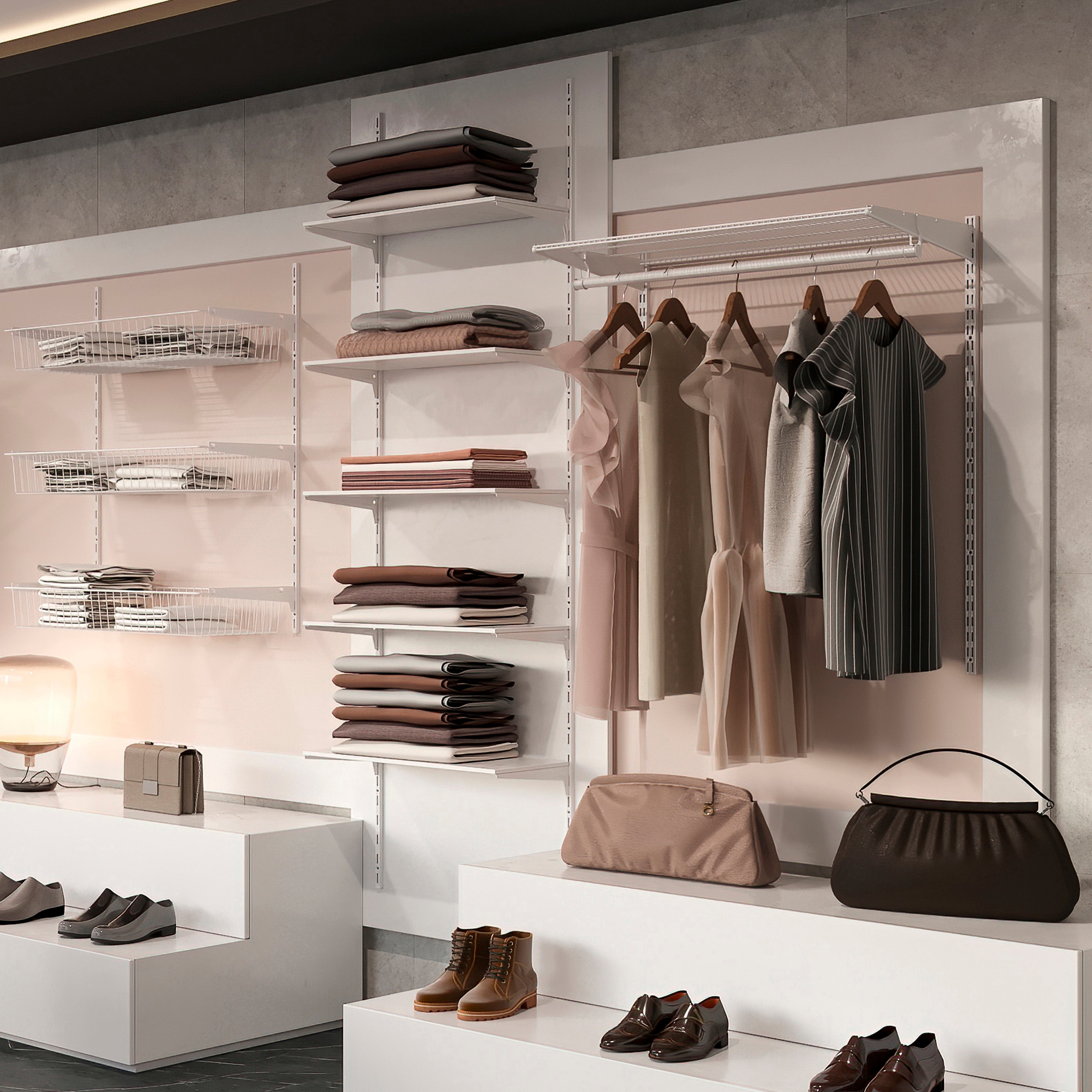 Emuca Profili di fissaggio a parete e supporti per mensola Jagmet, 380, Verniciato bianco, Acciaio, 1 kit