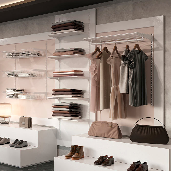 Emuca Profili di fissaggio a parete e supporti per mensola Jagmet, 380, Verniciato bianco, Acciaio, 1 kit