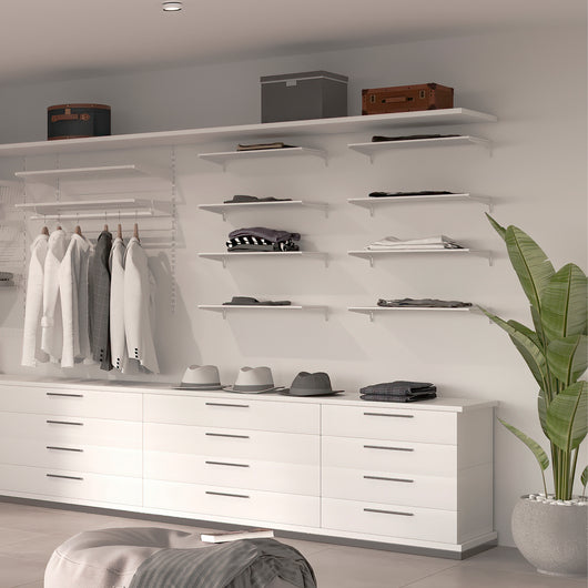 Emuca Piastre di montaggio a parete Jagmet e staffe per mensole, 380, Verniciato bianco, Acciaio, 1 kit