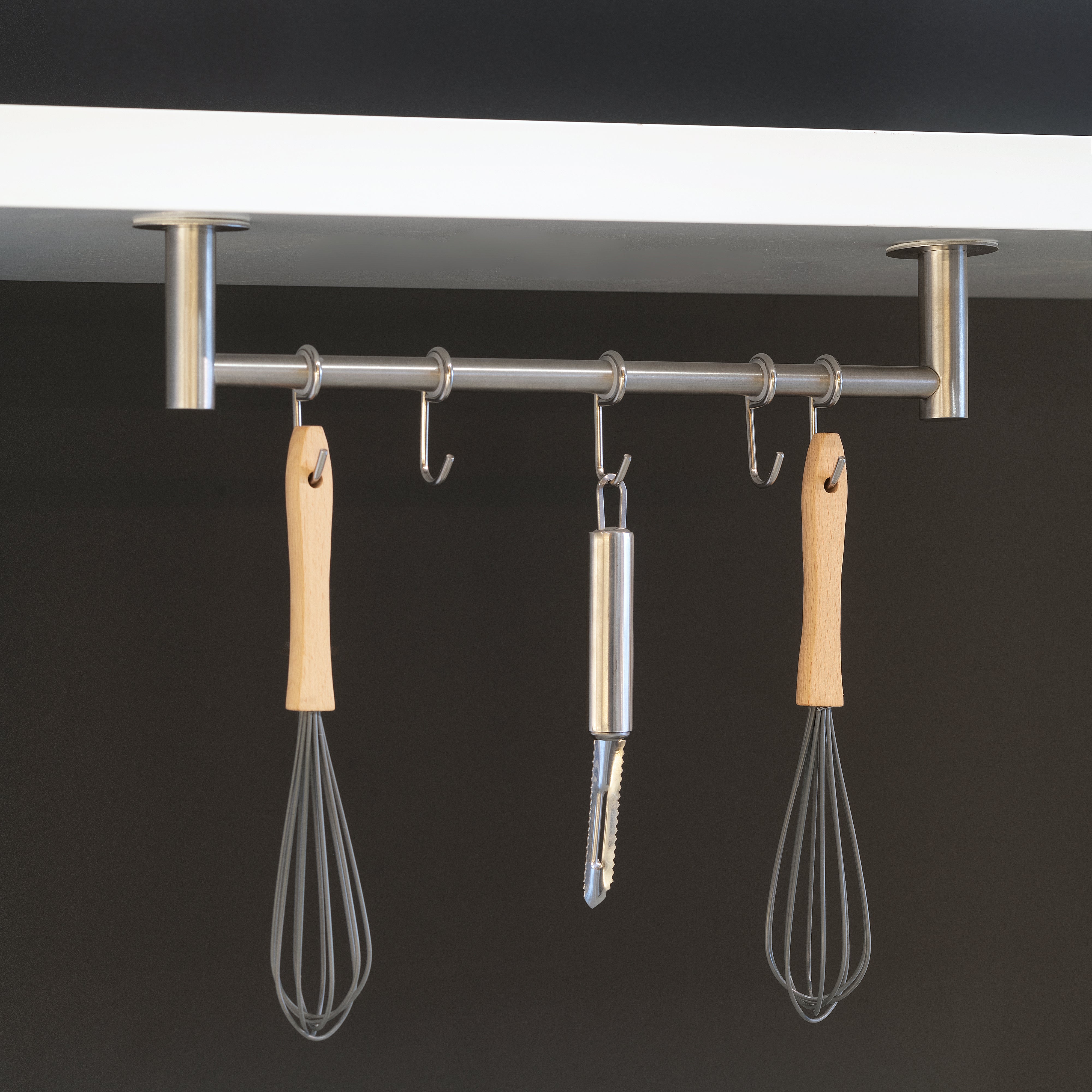 Emuca Porta presine Supra adesivo a 5 ganci, Acciaio inossidabile, Acciaio inossidabile, 1 u.