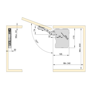Emuca Braccetto Agile Smart elevabile, 1600 - 3600, Plastica bianca, Acciaio e Tecnoplastica, 1 u.