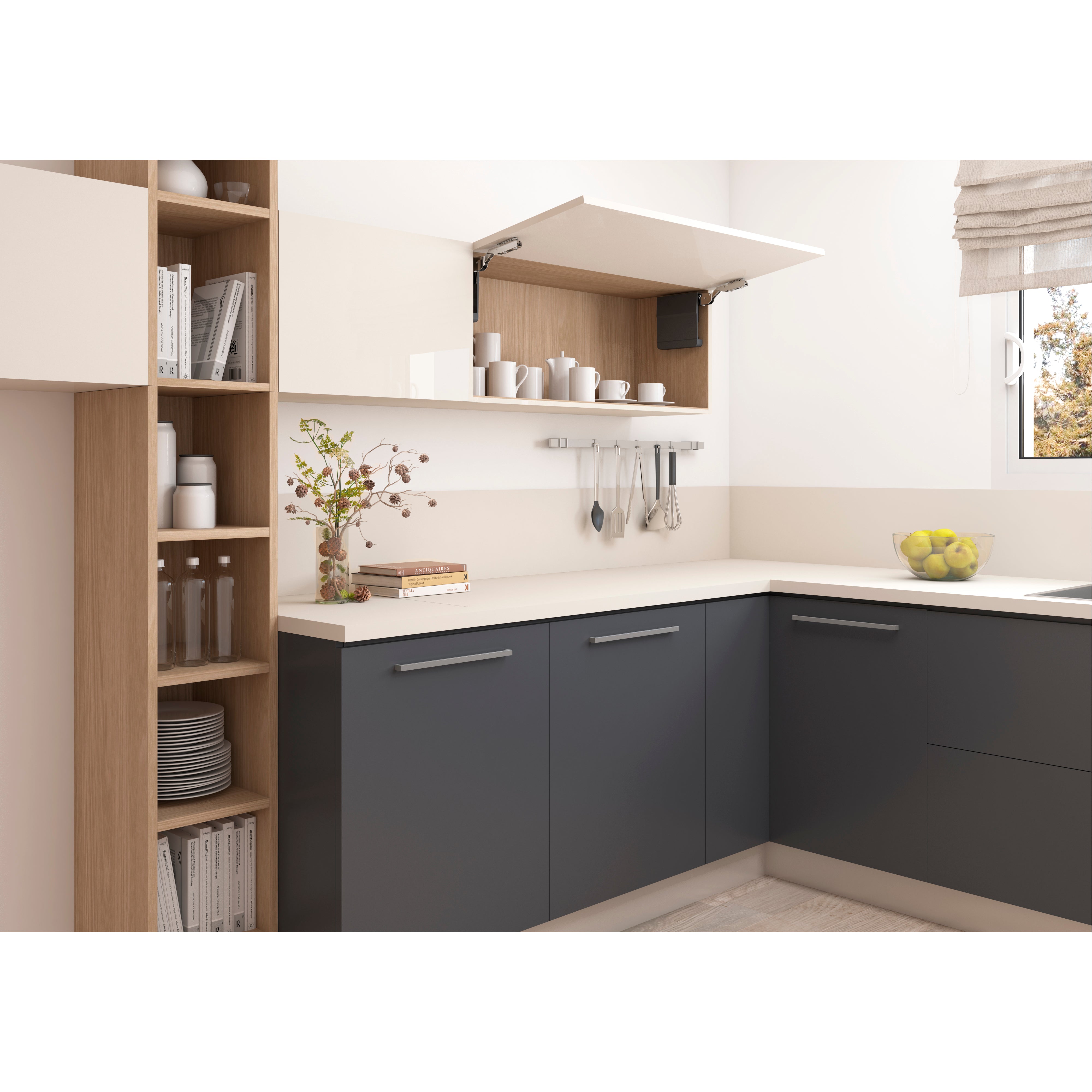 Emuca Braccetto Agile Smart elevabile, 1600 - 3600, Plastica bianca, Acciaio e Tecnoplastica, 1 u.