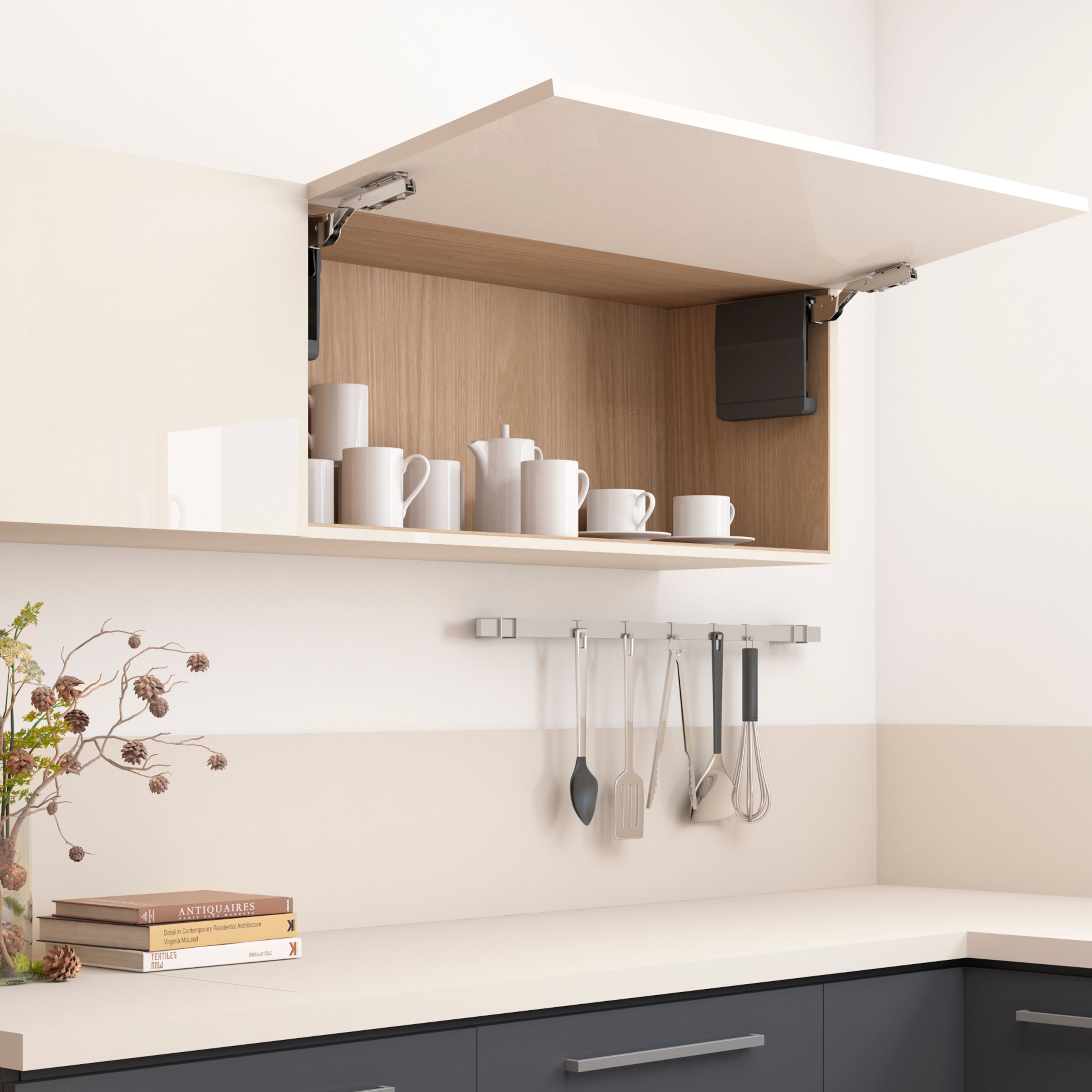 Emuca Braccetto Agile Smart elevabile, 1600 - 3600, Plastica bianca, Acciaio e Tecnoplastica, 1 u.