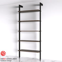 Emuca Set di mensole in legno, tavole non incluse, Verniciato nero testurizzato, Zamak, 5 set