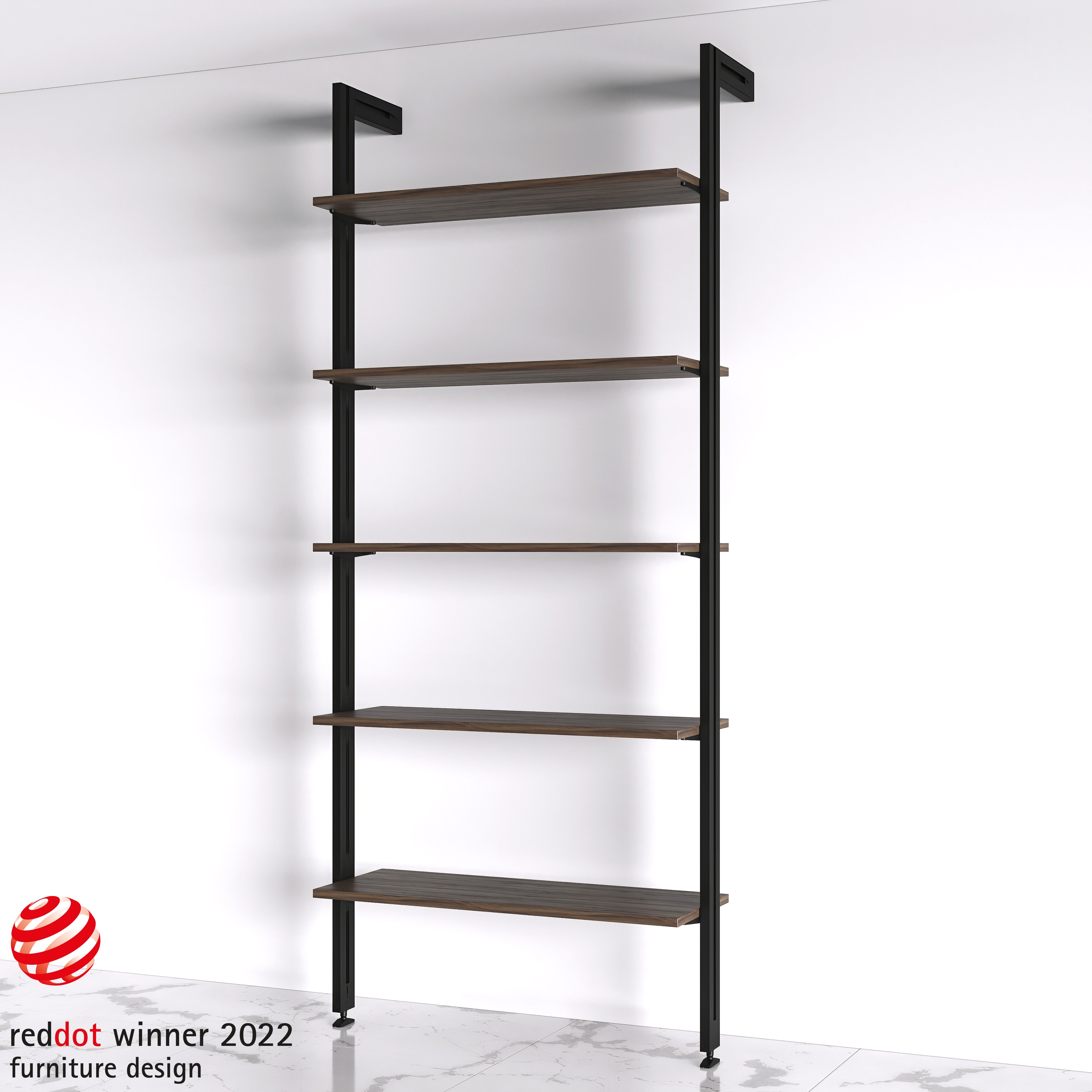 Emuca Set di mensole in legno, tavole non incluse, Verniciato nero testurizzato, Zamak, 5 set