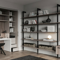 Emuca Set di mensole in legno, tavole non incluse, Verniciato nero testurizzato, Zamak, 5 set