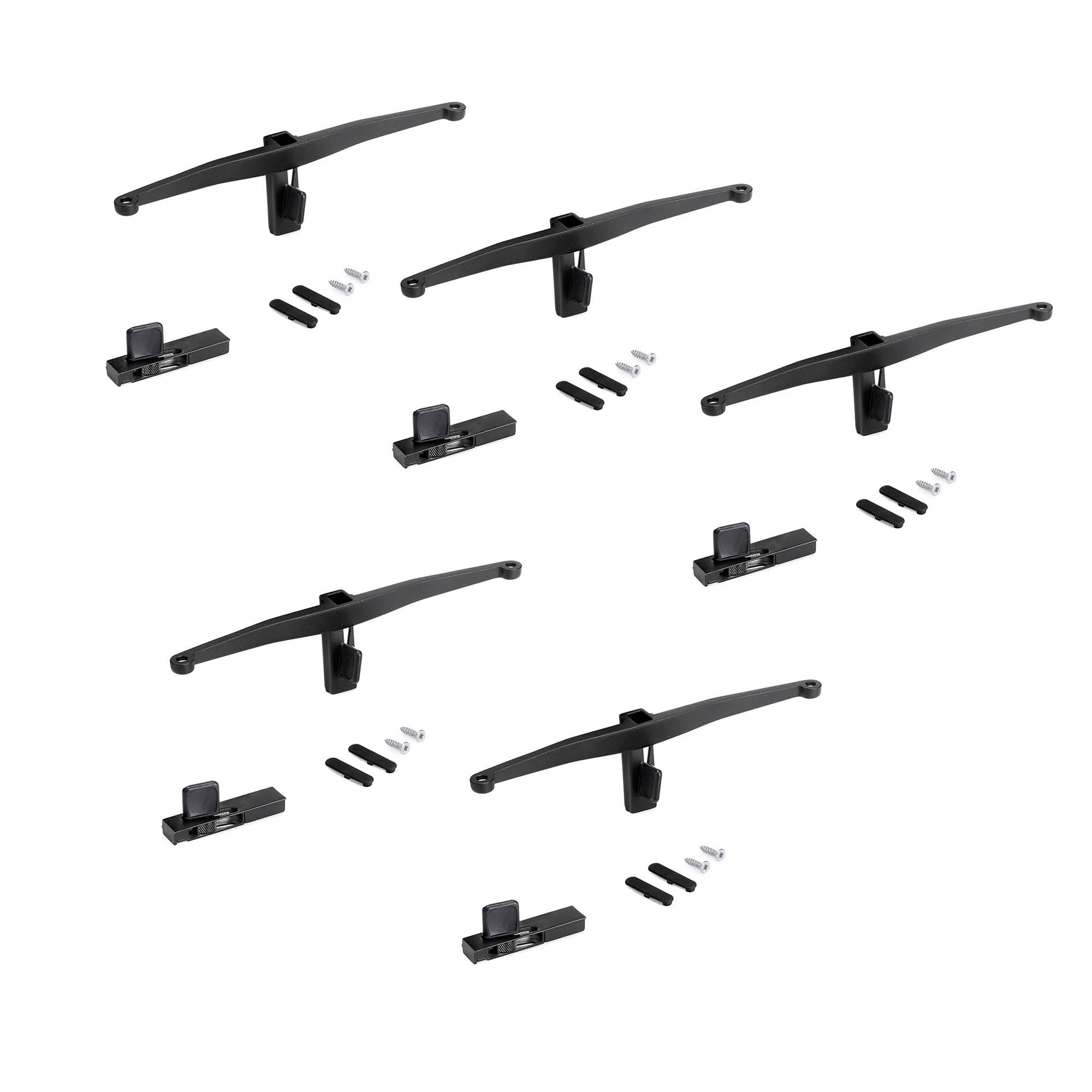 Emuca Set di mensole in legno, tavole non incluse, Verniciato nero testurizzato, Zamak, 5 set