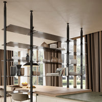 Emuca Set di supporti per ripiani in vetro, ripiani in vetro non inclusi, Verniciato nero testurizzato, Zamak, 5 set